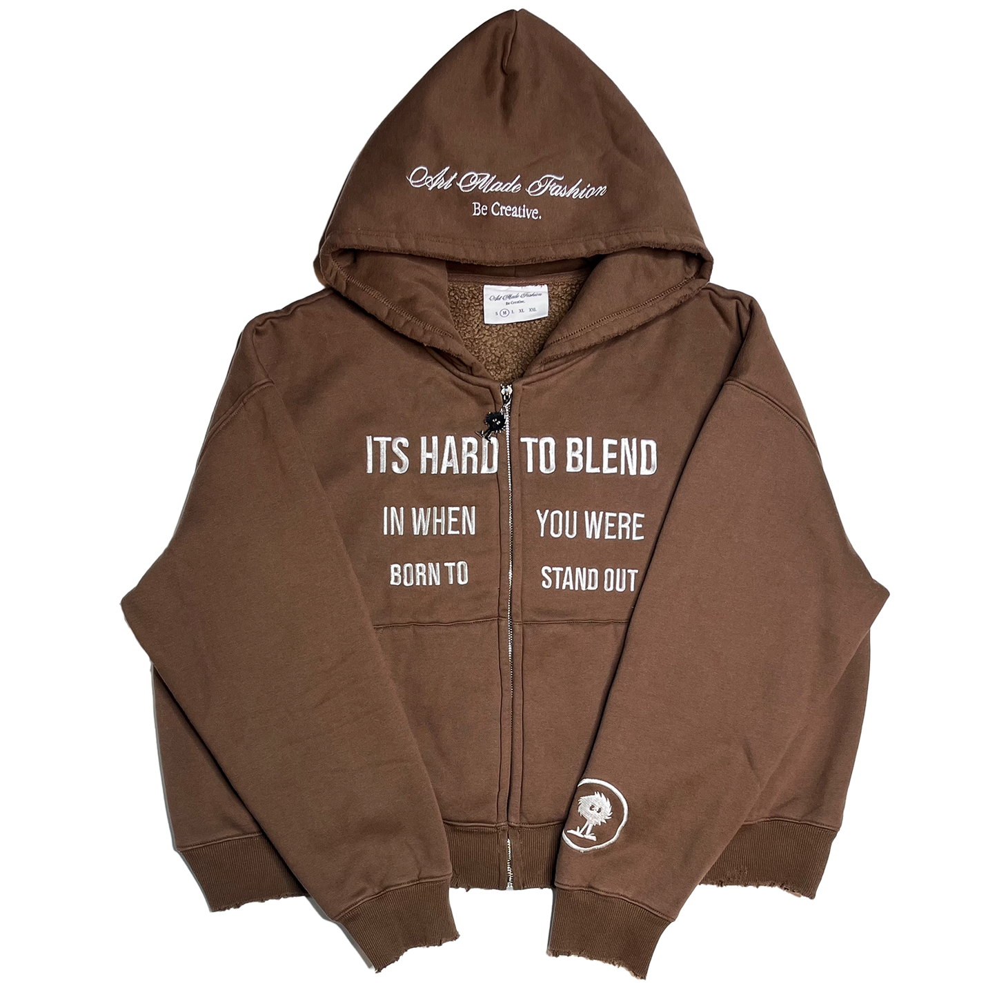 Mocha Brown Distressed Zip-Up