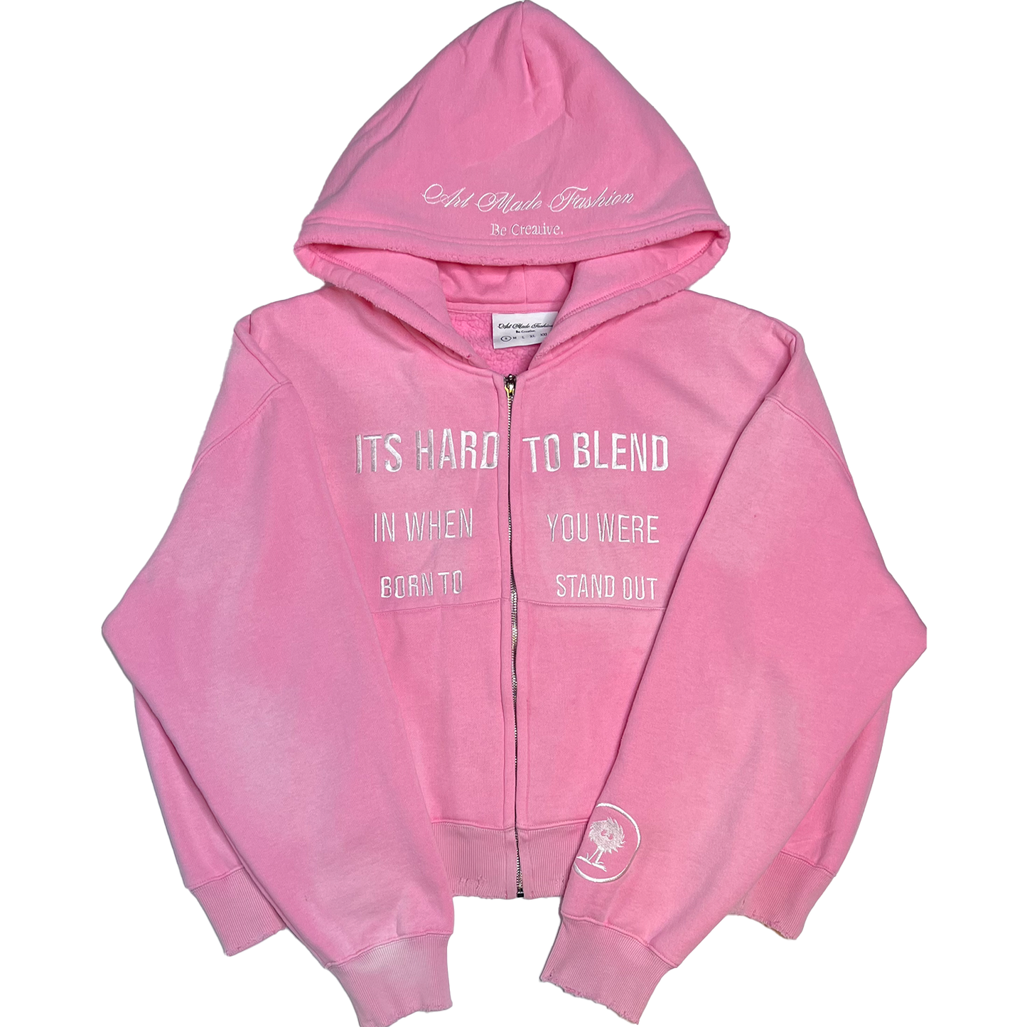 Cotton Candy Pink Distressed Zip-Up