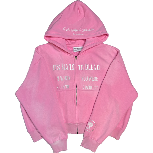 Cotton Candy Pink Distressed Zip-Up